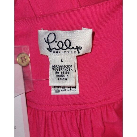 NWT Lilly Pulitzer LG Garett True Wrap Dress Cocktail Jersey Knit Solid Pink - Picture 7 of 8